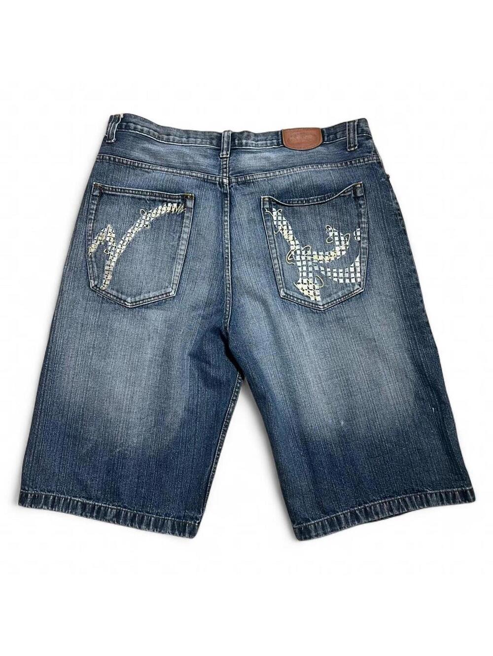 Y2K Vintage Jean Station Baggy Long Embroidered Jorts